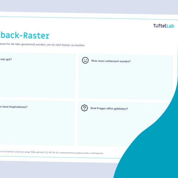 Tueftellab Kurskachel Lernmaterial Arbeitsblatt Feedbackraster