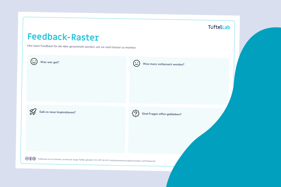 Tueftellab Kurskachel Lernmaterial Arbeitsblatt Feedbackraster