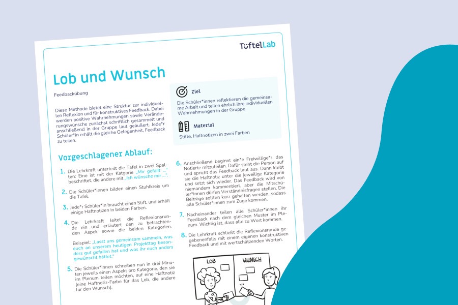 Tueftellab Kurskachel Lernmaterial Arbeitsblatt Lobundwunsch