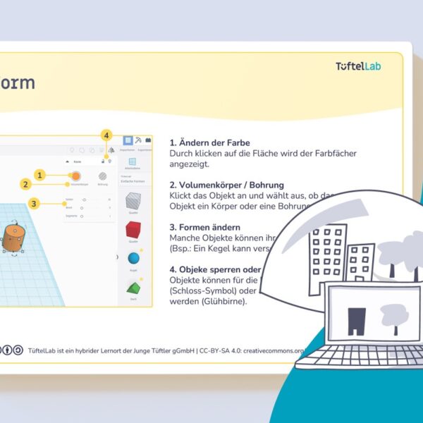 Tueftellab Kurskachel Lernmaterial Tinkercad Lernkarten Tinkercadgrundlagen